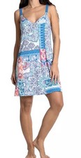 Linea Donatella Women's paisley Printed Sleeveless Chemise Size Medium