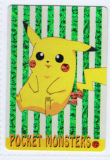 1999 Vintage Pocket Monsters Vending Holo Prism Sticker - Pikachu # 72 Green