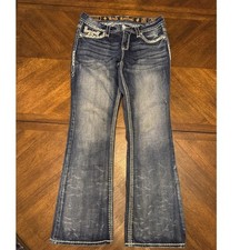 Rock Revival Easy Boot Jeans Women's Medium Wash Rhinestone Size 29 P1