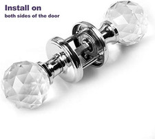 65mm Crystal Glass Door Knob Set for Interior Doors - Clear Finish, Pair