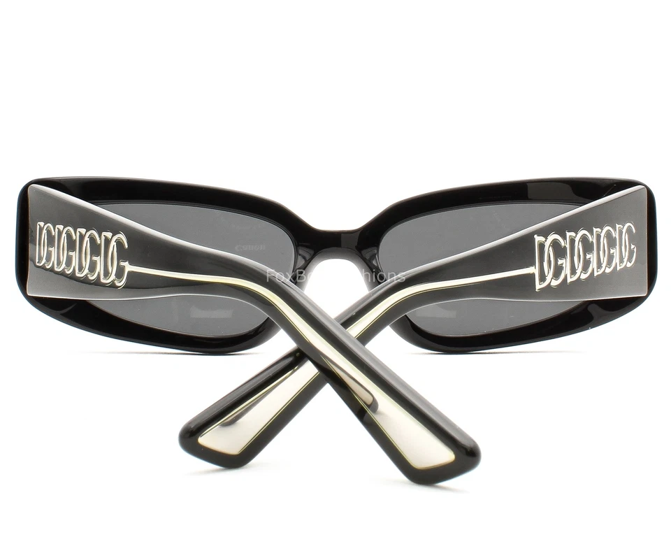 Gafas de sol Dolce Gabbana pulidas negras sobre plateadas con logotipo DG 4445 501/87 con estuche Foto 3 de 4