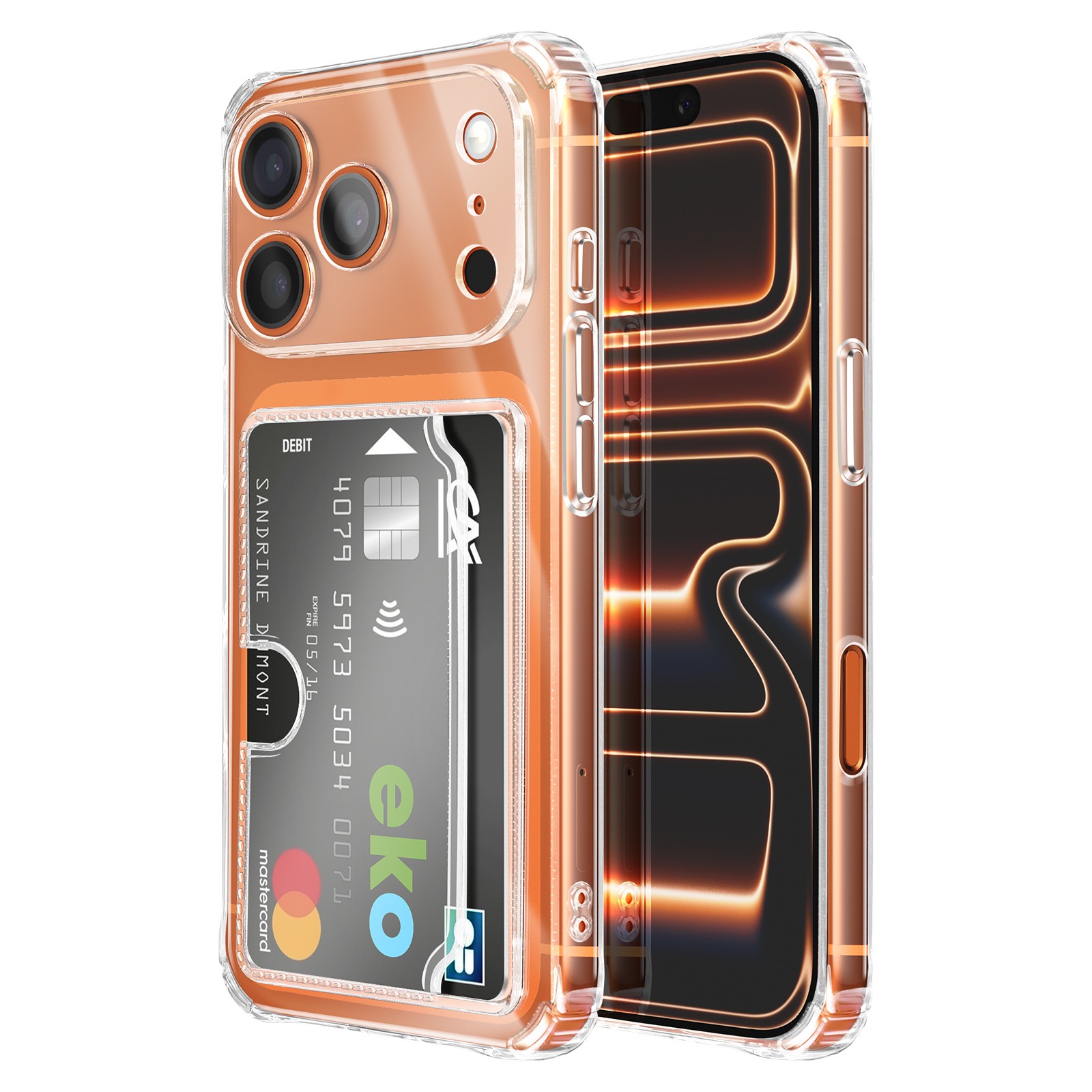 Coque iPhone 17 Pro Max porte-carte antichoc en silicone noir