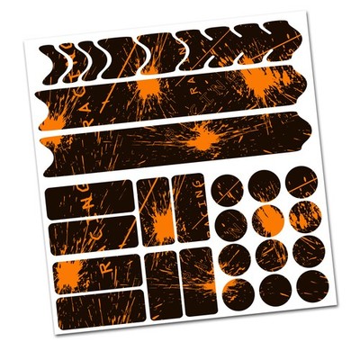 28 Teiliges Set Fahrrad Rahmen Schutzfolie Aufkleber MTB Racing Neon Orange V2