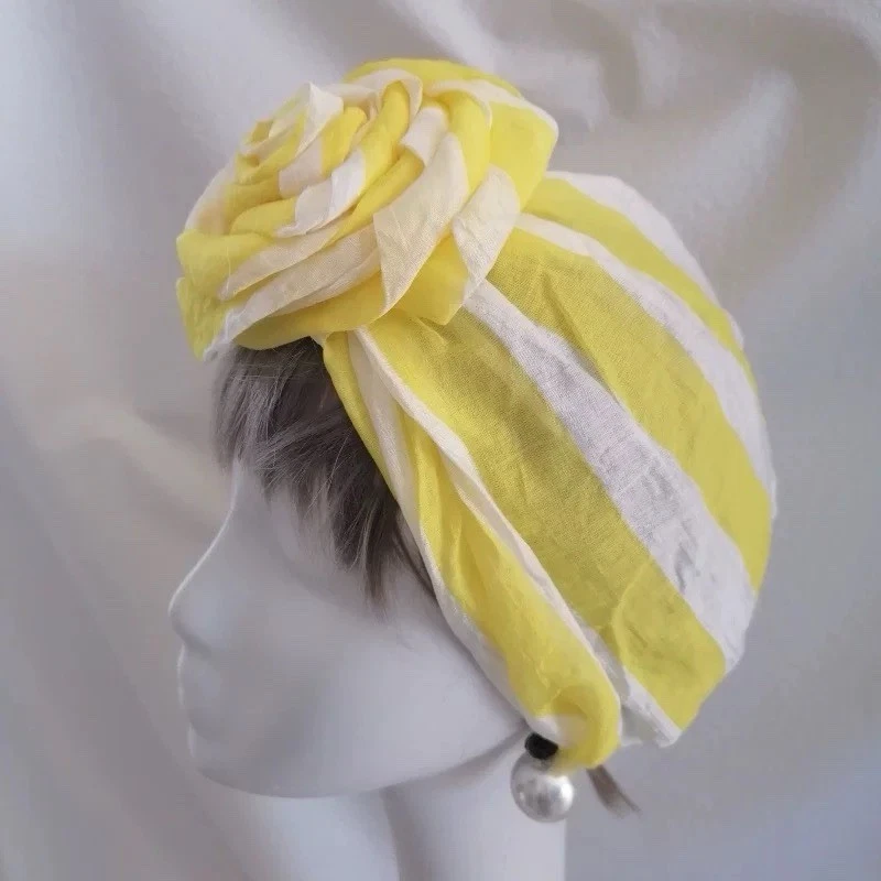 Pañuelo marroquí amarillo pálido sombrero vintage Foto 3 de 4