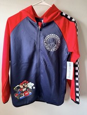 NWT Mario Kart Kids Zip Hoodie Jacket Nintendo Mario Racing Hoodie 14/16