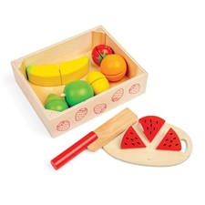 Bigjigs Toys Cutting Fruits Crate - 7 Piece Fruit Set With Fastenings