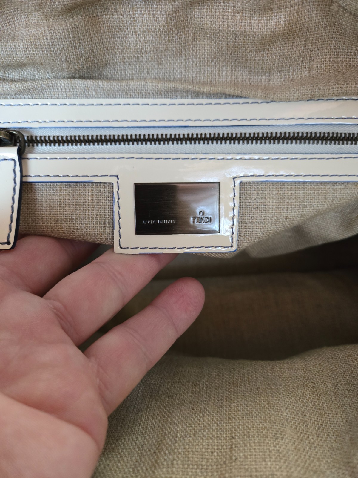 Authentic women's Fendi handbag blue & white thumbnail 5