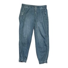 Gap Blue Jean Jogger Pants Women's Size Medium Pull On Drawstring