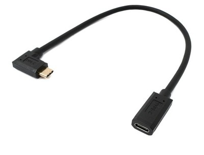 USB 3.1 Gen 2 Kabel 30 cm Typ C Stecker zu Buchse Winkel Adapter in Schwarz
