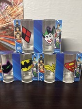 DC Comics Full Set Of 6 Drinking Glasses Superman Batman Joker Wonder Woman New