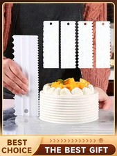 4Pcs Cake Decorating Comb Edge Smoother Cream Butter Scraper Pastry Baking Tool