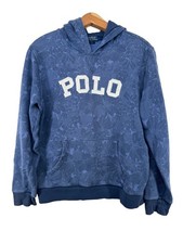 Polo Ralph Lauren Girls Hoodie Sz XL Blue Tropical Floral Logo Spell Out Beachy