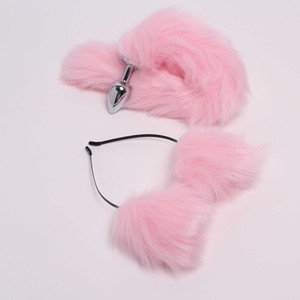 Headwear Ear Set Tail Plug Furry Fancy Plush Dress Love Roleplay Aids SM Costume