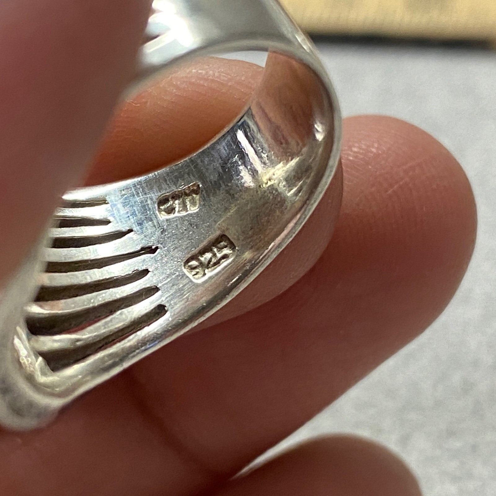 Bold Sterling Silver Statement Piece Ring Rectang… - image 11