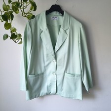 Vintage Alfred Dunner Mint Green Blazer Jacket US 14 UK 18 Pastel Lightweight