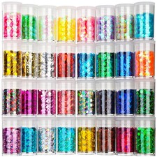 Chunky Glitter Mixed with Stars, Cosmetic Nail Face Body Eye Hair, 32pcs Set