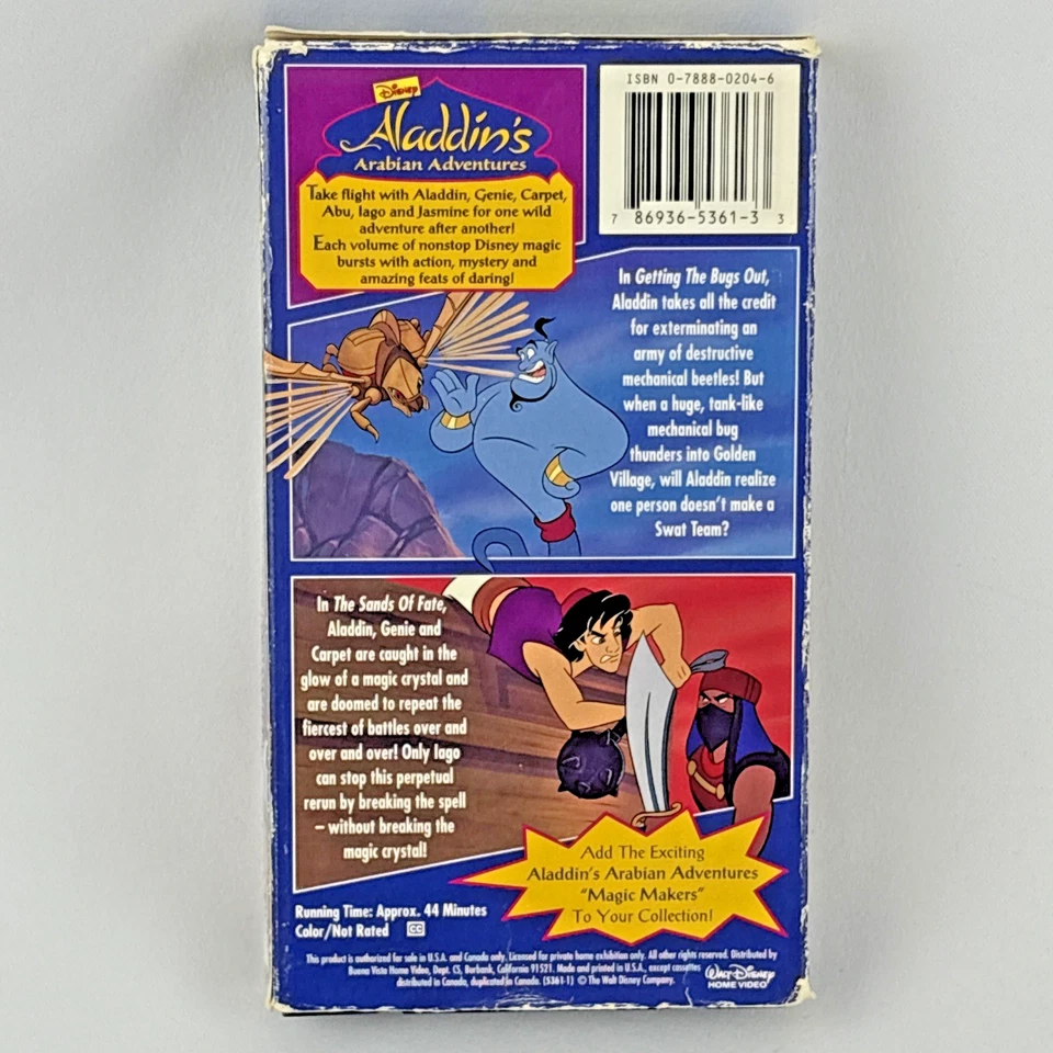 Aladdin's Arabian Adventures Creatures of Invention VHS 1995 Disney Video Tested - Image 2 of 4