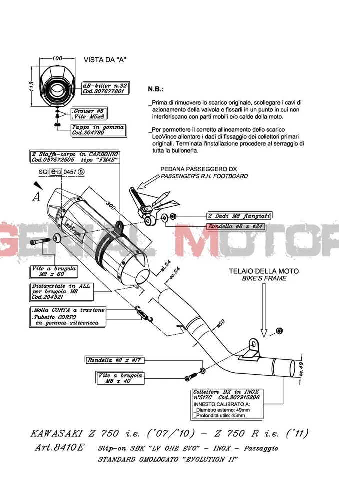 Pot D'Echappement Leovince Lv One Evo Acier Kawasaki Z 750 2007 > 2014 - Photo 4/4