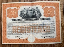 1914 Detroit Terminal Tunnel Bond Stock Certificate Vanderbilt