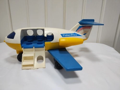 Vtg Fisher Price Airplane Jetliner Plane Toy Little People 1980 Airport Jet
