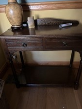 Dark Wood Console Table 2 Drawers Lower Shelf Storage 98x48x84cm Brown