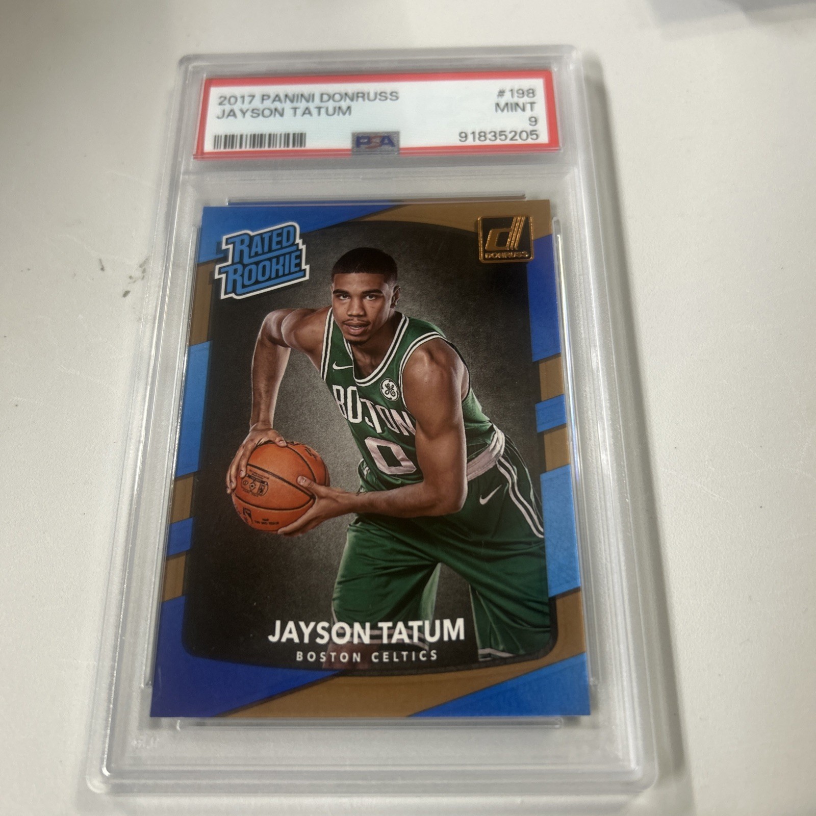 2017-18 Panini Donruss - Rated Rookies Jayson Tatum #198 (RC) PSA 9 view 2