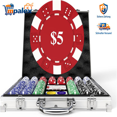 Pokerkoffer 500 Stück Alu-Koffer Laser Chips Texas Holdem Set