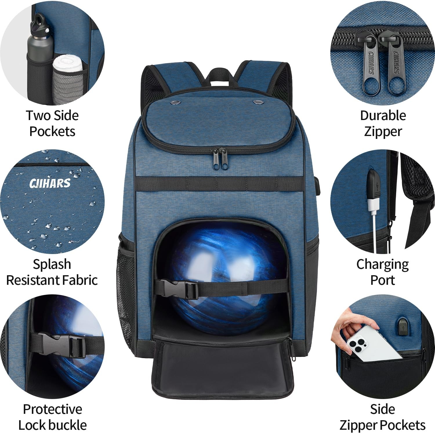 Bowling Backpack Single Bowling Ball Bag with Shoe Bag up to Size 16 Padded