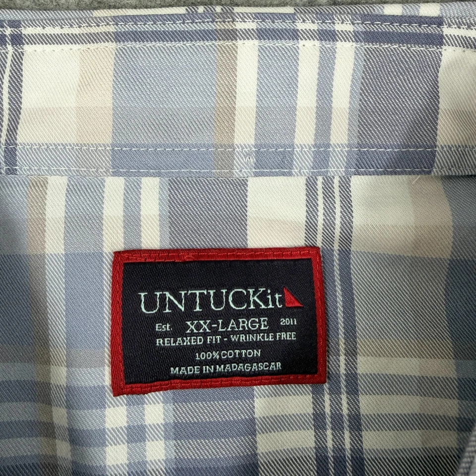 UNTUCKit Men’s XXL L/S Terzolo Performance Blue White Stripe Button Up Shirt - Image 4 of 4