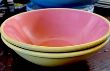 Lindt Stymeist Japan Colorways Set 2 Coupe Cereal Bowls Yellow & Salmon NEW COND