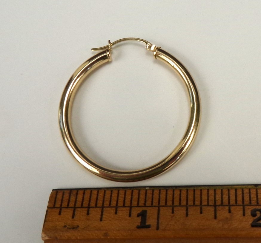 Single Medium 10K Solid Yellow Gold Hoop Earring … - image 5