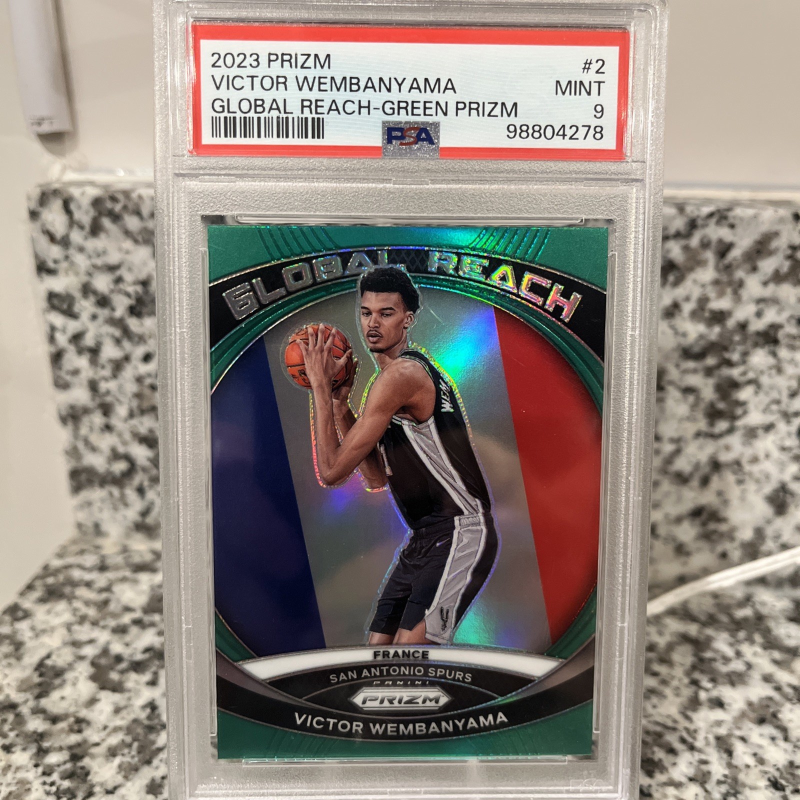 2023 Prizm Global Reach Green Victor Wembanyama #2 PSA 9