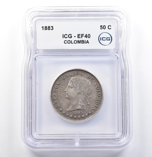 1883 Colombia 50 Centavos EF40 ICG *9915
