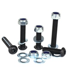 M5 M6 M8 10.9 High Tensile Black Button Head Socket Screws Nyloc Nuts & Washers