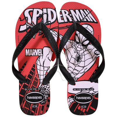 Havaianas Men Marvel Logomania Top Flip Flop Size US 9/10M Ruby Red Black EH2