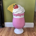 NEW Strawberry & Pineapple Pina Colada Tropical Pink Drink Stool Viral 25” Decor