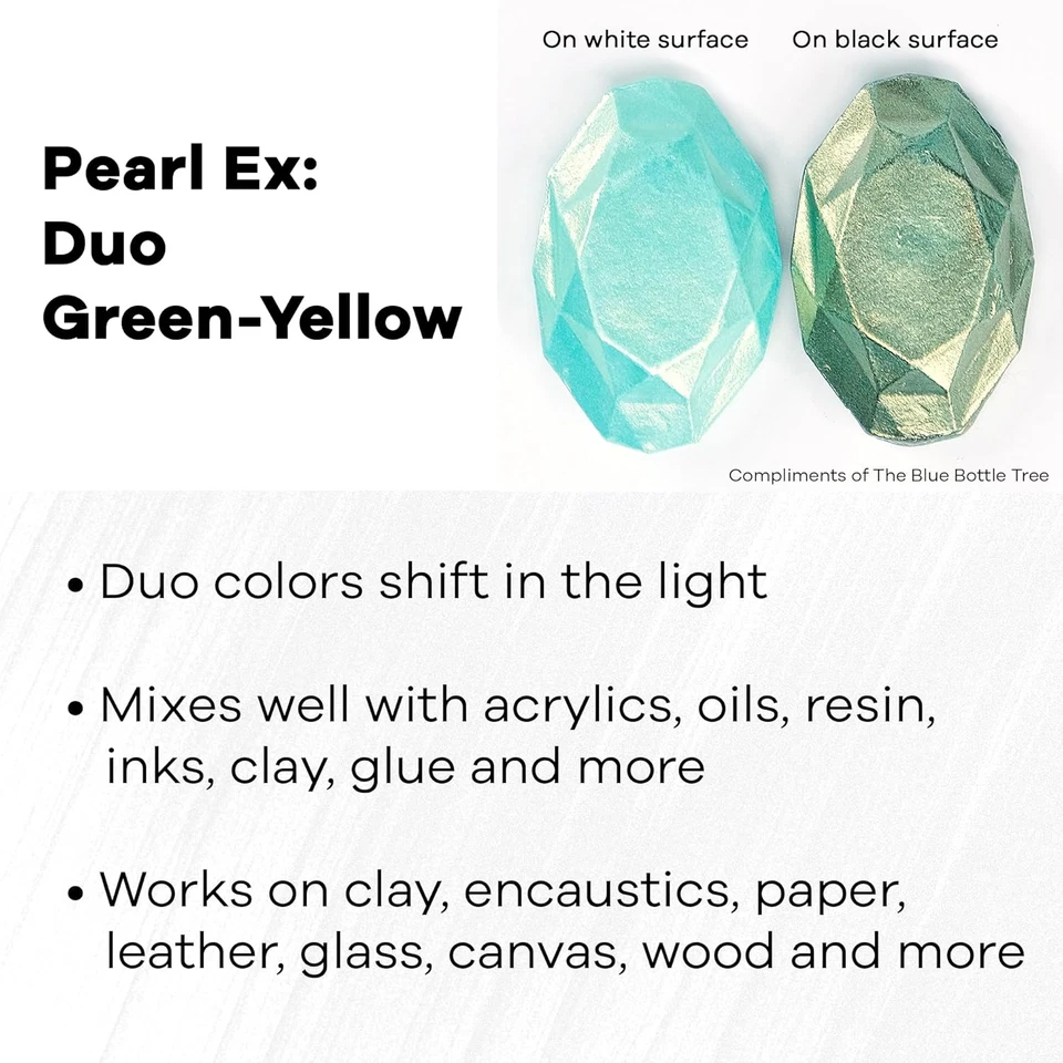 Pearl Ex Pigment Powder 3 Grams Duo Green/Yellow - Loose Mica Powder for Epoxy R - Image 2 of 4