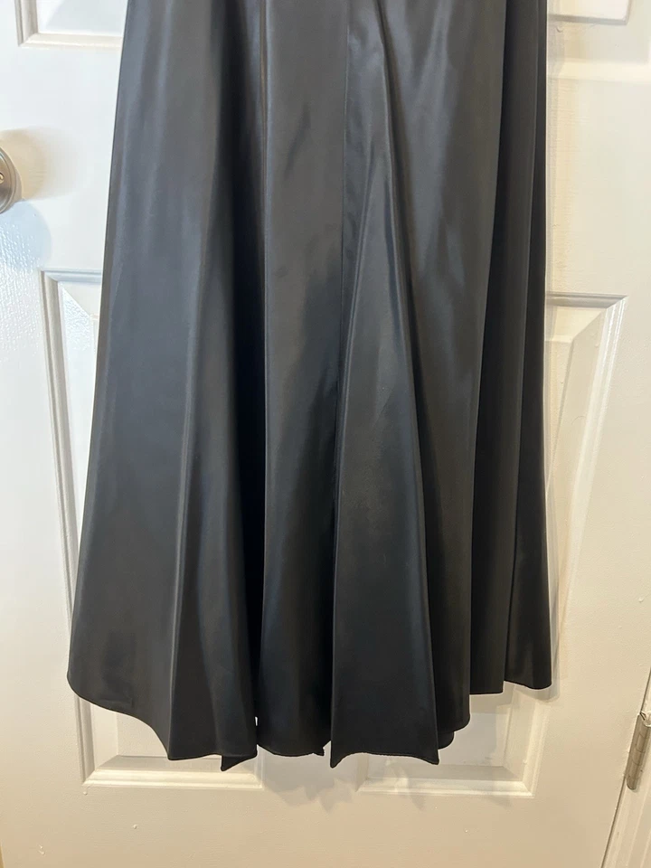 VTG 1950s SZ S Handmade black Satin acetate halter dress Pink Trim NEEDS REPAIRS - Image 3 of 4