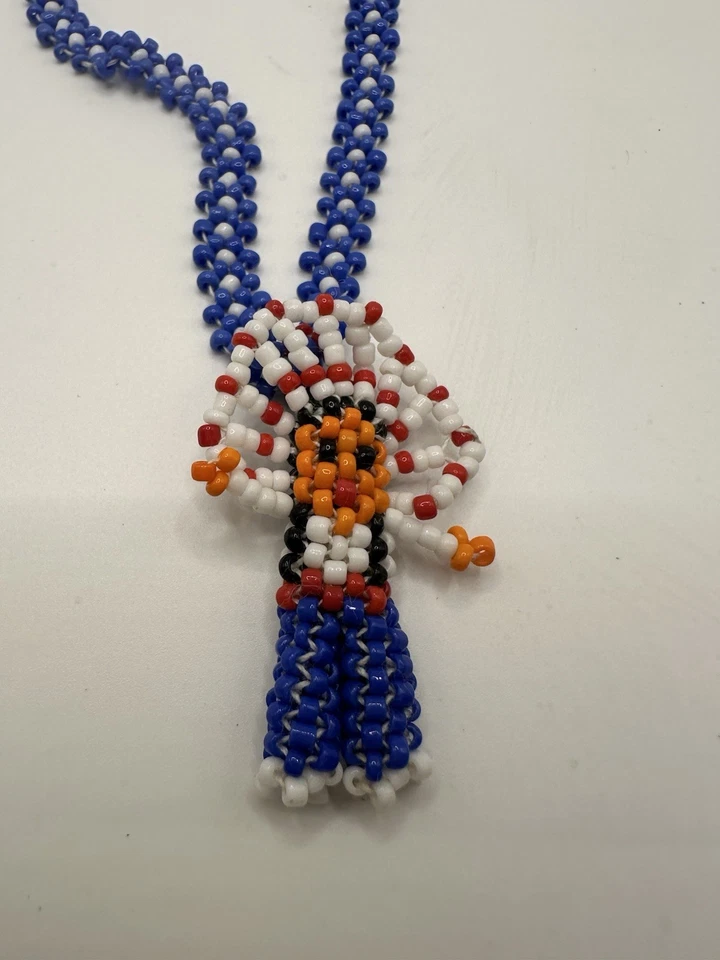 Collar colgante jefe con cuentas de semillas hecho a mano por nativos americanos 22" Foto 2 de 4