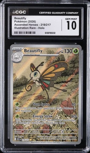 2026 POKEMON ASCENDED HEROES ILLUSTRATION RARE #219 BEAUTIFLY CGC 10 GEM MINT