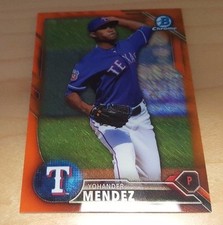 2016 Bowman Chrome BCP199 Yohander Mendez Orange Shimmer Refractor Rangers