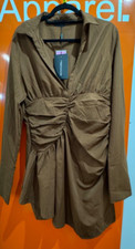 🔥Pretty Little Thing Oversized Cuff Gathered Skirt Shirt Dress, NEW, Size 16,sf