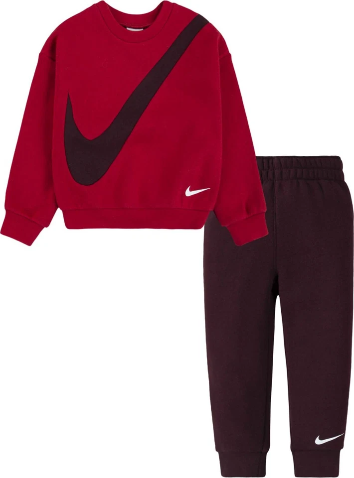 Tuta Nike Bambino Girocollo Rossa e Bordeaux Felpata Da 1 a 7 anni 66K238-R5Y - Immagine 3 di 4