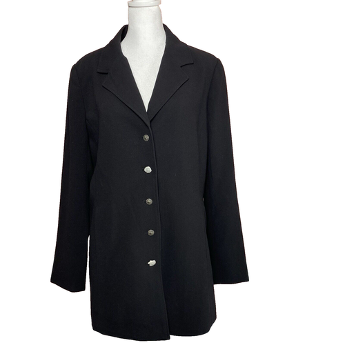 Dialogue QVC Black Blazer Jacket Coat Dress Size 8 Stretch Career Menswear Inspo