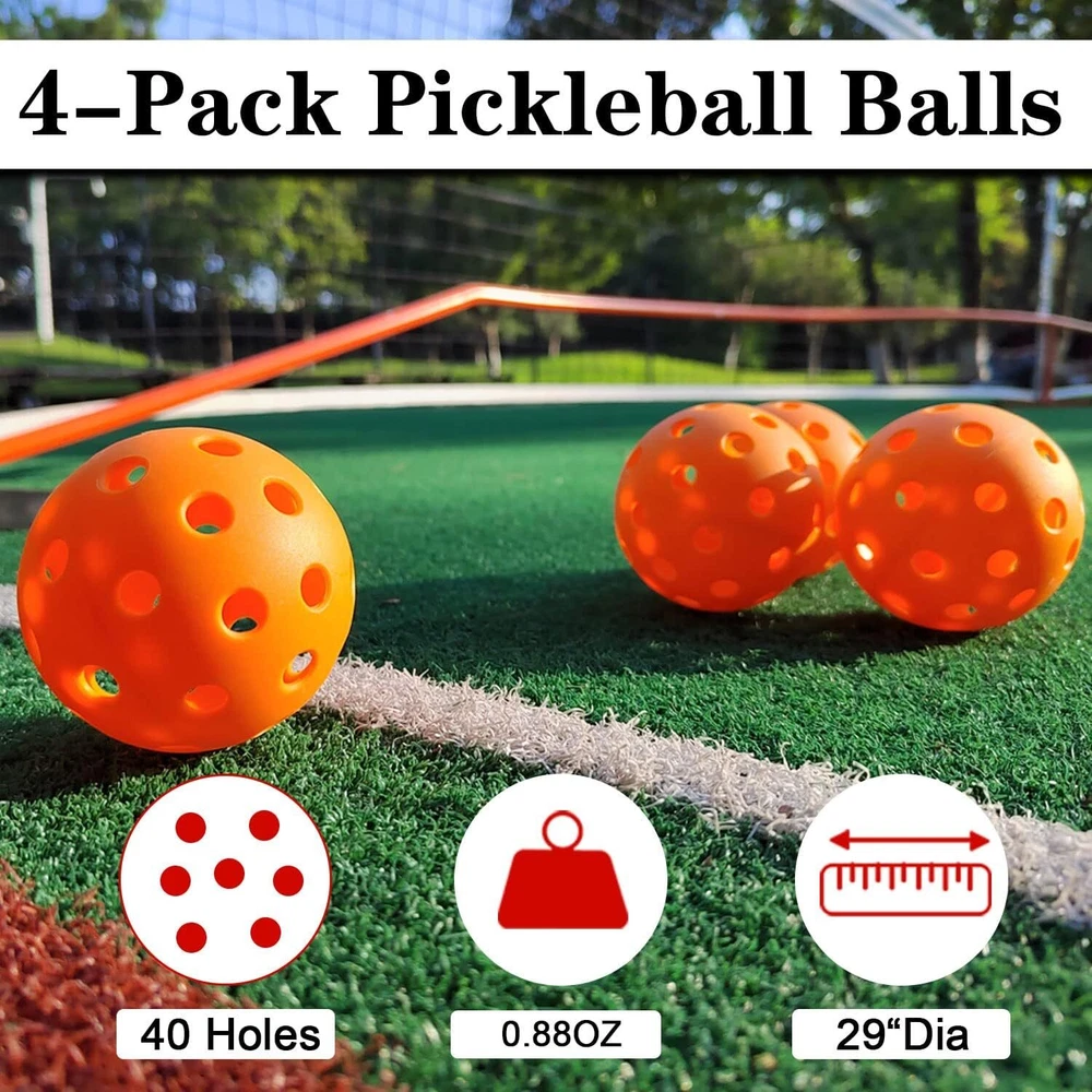 Pickleball Net with Court Marking Kit with 4 Pickle Balls & Carry Bag Easy Setup Pickleball Net with Court Marking Kit with 4 Pickle Balls & Carry Bag Easy Setup