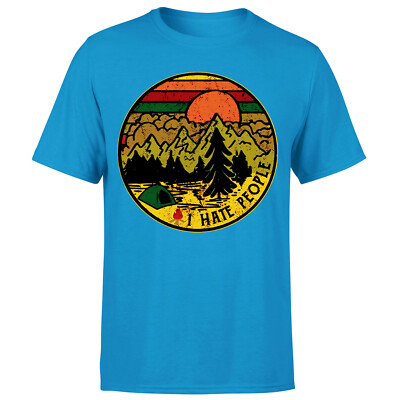 Camping Ich hasse Menschen Camp Wandern lustiger Witz Retro Oberteil Herren T-Shirt#P1#OR#A