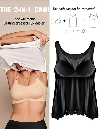 Integrierter BH Damen Trägershirt Tank Tops lässig lockere Passform Bluse Top Umstandsmode Tank Top - Bild 10 von 54