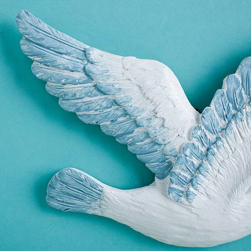 Artesanía de resina mediterránea 3D gaviota pájaro vivero hogar decoración colgante de pared 3 piezas Foto 4 de 4