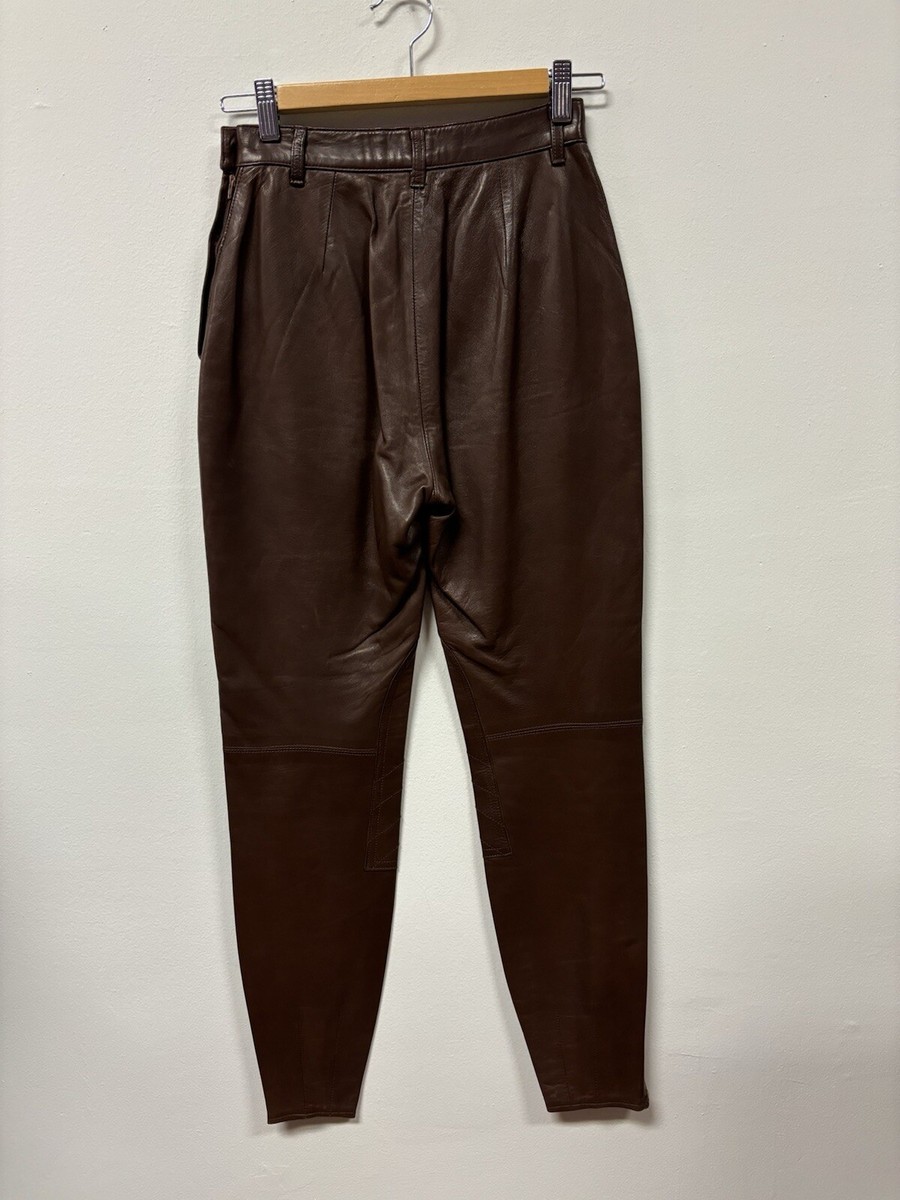 Vintage Women's RALPH LAUREN POLO SPORT Brown Leather Pants, 1990s
