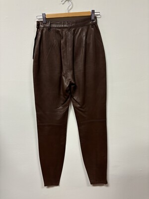 Vintage Women's RALPH LAUREN POLO SPORT Brown Leather Pants, 1990s